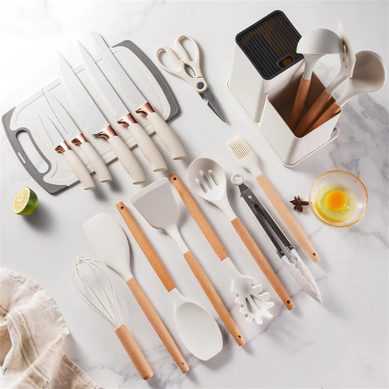 19 PCS Kitchen Utensil Set | Complete Cooking Tool Kit with Holder