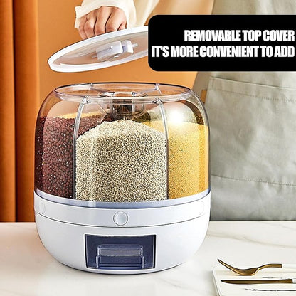Rotating Dry Food Dispenser | Multi-Section Kitchen Storage